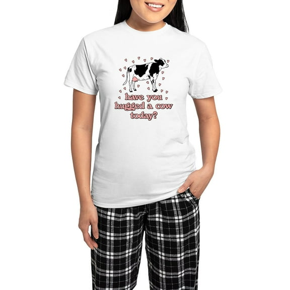 CafePress - Have You Hugged Your Cow To Women's Light Pajamas - Women's Short Sleeve Print T-Shirt and Pants Light Cotton Pajama Set