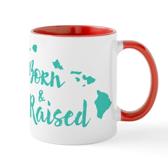 CafePress - Hawaii Born & Raised Mug - 11 oz Ceramic Mug - Novelty Coffee Tea Cup