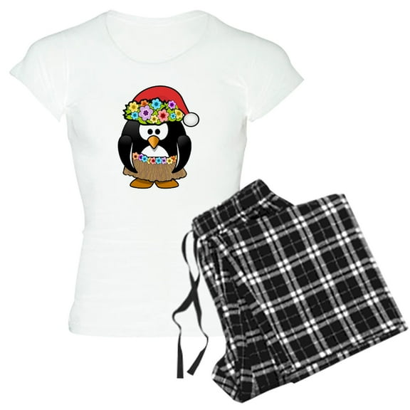 CafePress - Hawaiian Christmas Penguin Pajamas - Women's Short Sleeve Print T-Shirt and Pants Light Cotton Pajama Set