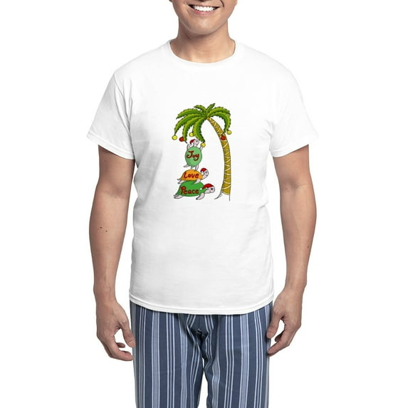CafePress - Hawaiian Christmas Turtles Men's Dark Pajamas - Men's Light Loose Fit Cotton Pajama Set