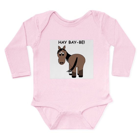 CafePress - Hay Bay Be! Horse Body Suit - Long Sleeve Cotton Baby Bodysuit