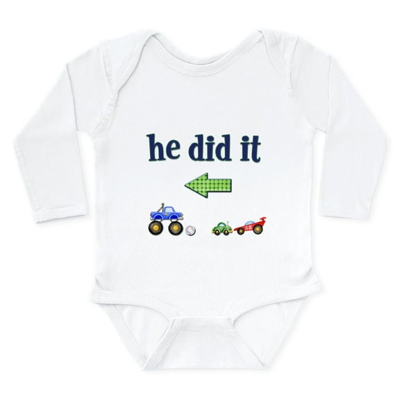 CafePress - He Did It... (Left) Infant Creeper Body Suit - Long Sleeve Cotton Baby Bodysuit