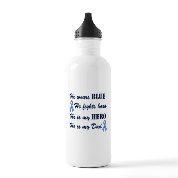 CafePress - He Is Dad Lt Blue Hero Stainless Water Bottle - Stainless Steel Water Bottle, Sports Bottle, 1.0L