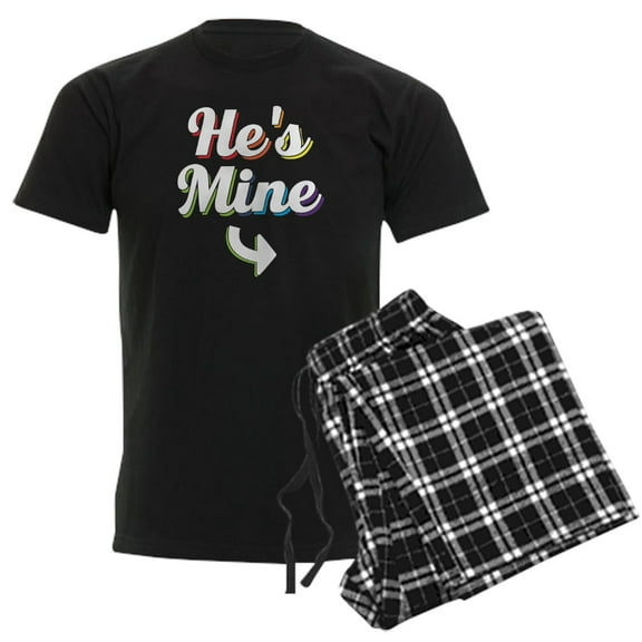 CafePress - He's Mine Gay Pride Men's Dark Pajamas - Men's Dark Loose Fit Cotton Pajama Set