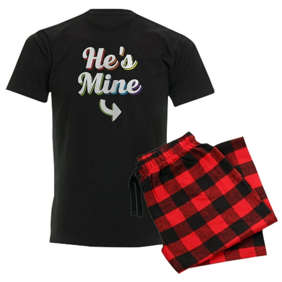 CafePress - He's Mine Gay Pride Men's Dark Pajamas - Men's Dark Loose Fit Cotton Pajama Set
