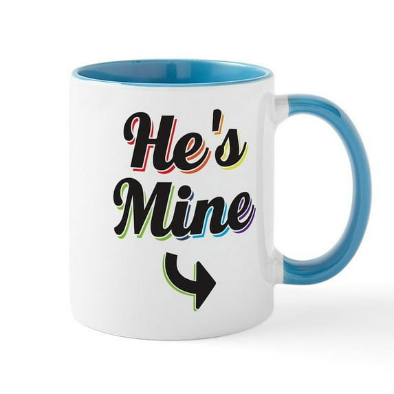 CafePress - He's Mine Gay Pride Mug - 11 oz Ceramic Mug - Novelty Coffee Tea Cup