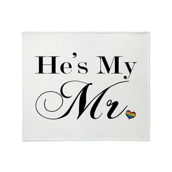 CafePress - He's My Mr. Gay Pride Typography With Rainbow Hear - Soft Fleece Throw Blanket, 50"x60" for All Ages
