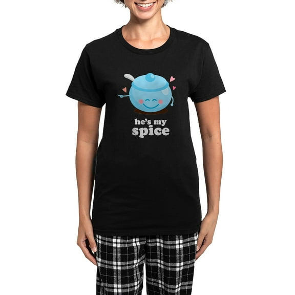 CafePress - He's My Spice Women's Dark Pajamas - Women's Short Sleeve Print T-Shirt and Pants Dark Cotton Pajama Set
