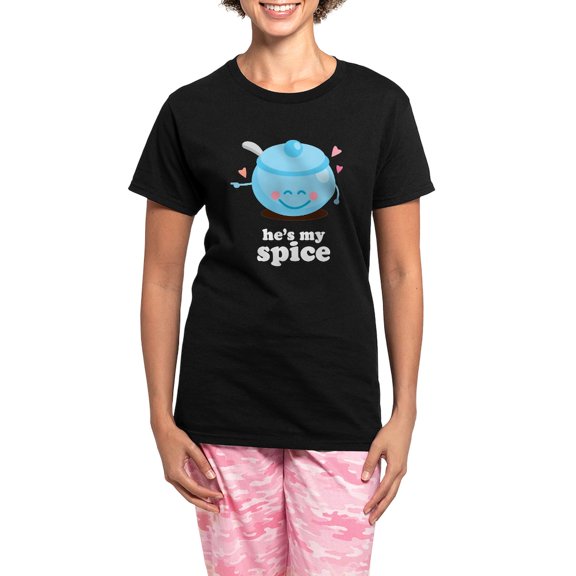 CafePress - He's My Spice Women's Dark Pajamas - Women's Short Sleeve Print T-Shirt and Pants Dark Cotton Pajama Set