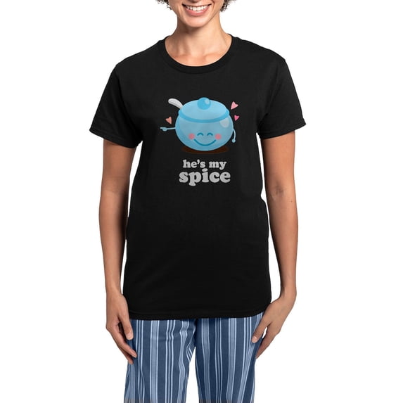 CafePress - He's My Spice Women's Dark Pajamas - Women's Short Sleeve Print T-Shirt and Pants Dark Cotton Pajama Set