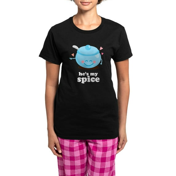 CafePress - He's My Spice Women's Dark Pajamas - Women's Short Sleeve Print T-Shirt and Pants Dark Cotton Pajama Set