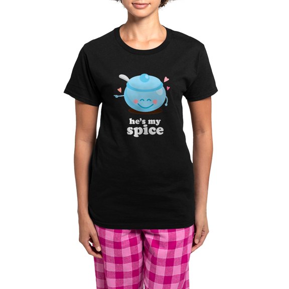 CafePress - He's My Spice Women's Dark Pajamas - Women's Short Sleeve Print T-Shirt and Pants Dark Cotton Pajama Set