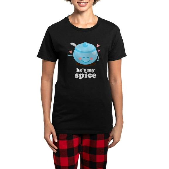 CafePress - He's My Spice Women's Dark Pajamas - Women's Short Sleeve Print T-Shirt and Pants Dark Cotton Pajama Set