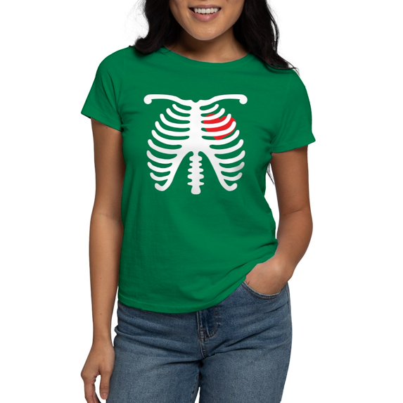 CafePress - Heart And Bones T Shirt - Women's Traditional Fit Dark T-Shirt