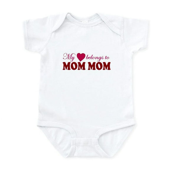 CafePress - Heart Belongs To Mom Mom Infant Bodysuit - Baby Light Bodysuit, Size Newborn - 24 Months