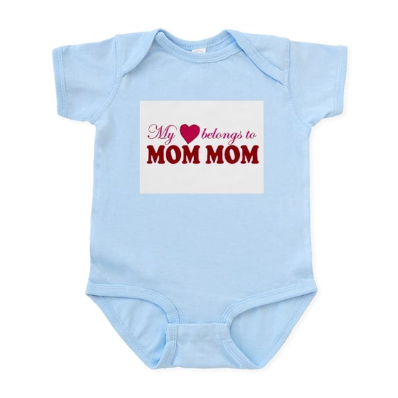 CafePress - Heart Belongs To Mom Mom Infant Bodysuit - Baby Light Bodysuit, Size Newborn - 24 Months