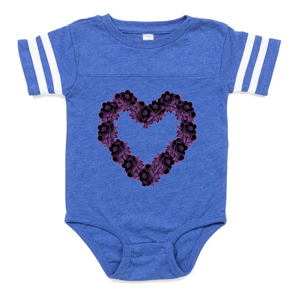 CafePress - Heart Black Flowers - Cute Infant Baby Football Bodysuit