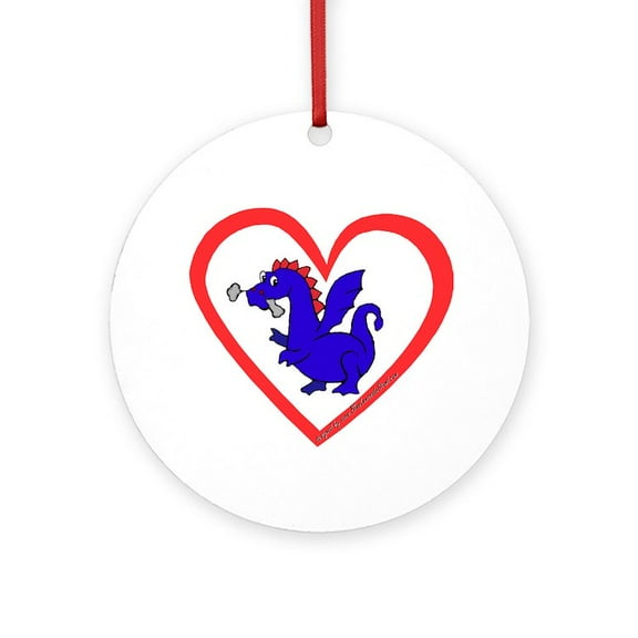 CafePress - Heart Dragon - Round Wood Ornament 4"