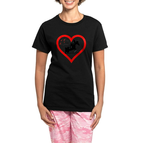 CafePress - Heart_Jump_Trans Women's Dark Pajamas - Women's Short Sleeve Print T-Shirt and Pants Dark Cotton Pajama Set