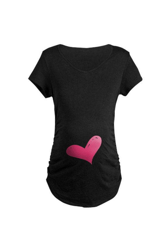 - Heart Maternity Dark T Shirt - Maternity Dark T-Shirt