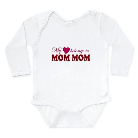 CafePress - Heart Mom Mom Body Suit - Long Sleeve Cotton Baby Bodysuit