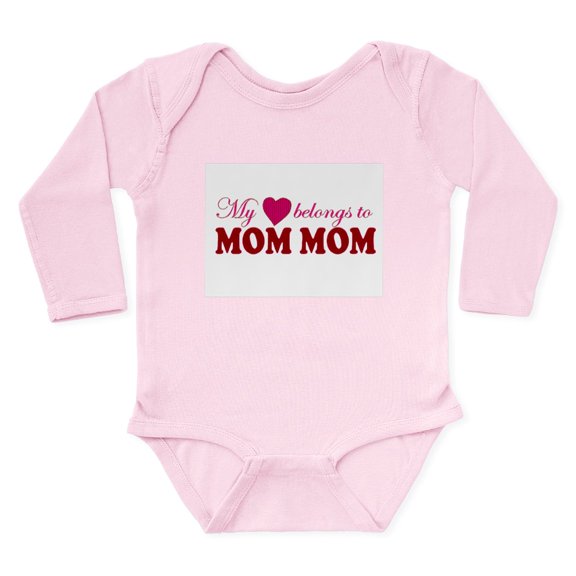 CafePress - Heart Mom Mom Body Suit - Long Sleeve Cotton Baby Bodysuit