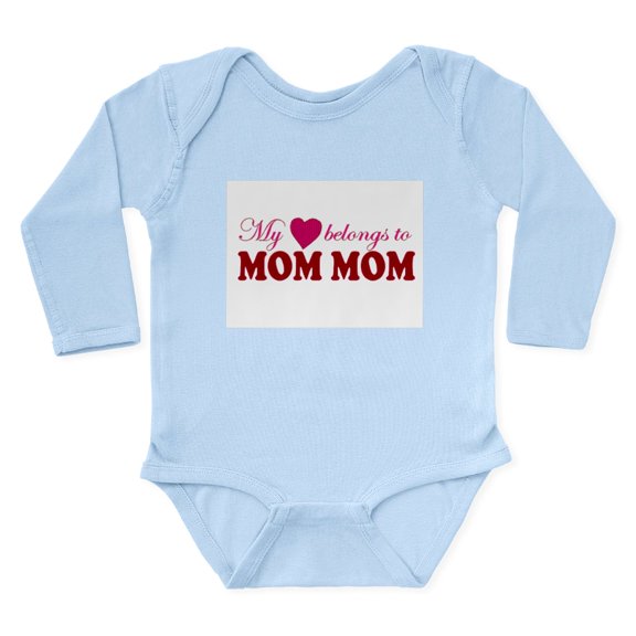 CafePress - Heart Mom Mom Body Suit - Long Sleeve Cotton Baby Bodysuit