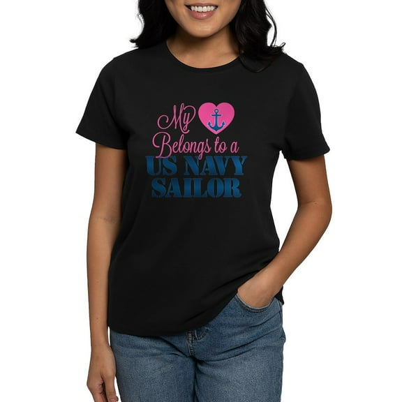 CafePress - Heart Navy Sailor Women's Dark T Shirt - Women's Traditional Fit Dark T-Shirt