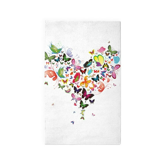 CafePress - Heart Of Butterflies Area Rug - 3'x5' Decorative Area Rug, Fabric Throw Rug