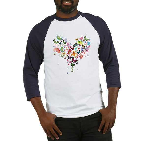 CafePress - Heart Of Butterflies Baseball Jersey - Cotton Baseball Jersey, 3/4 Raglan Sleeve Shirt