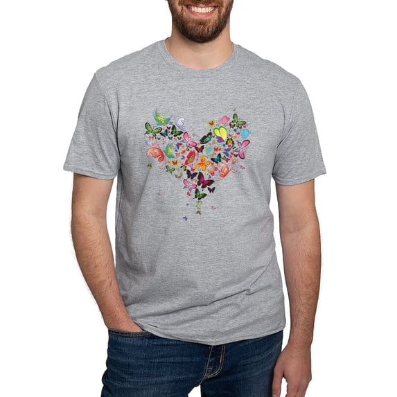 CafePress - Heart Of Butterflies Men's Classic T Shirt - Fitted T-Shirt, Vintage Fit Soft Cotton Tee
