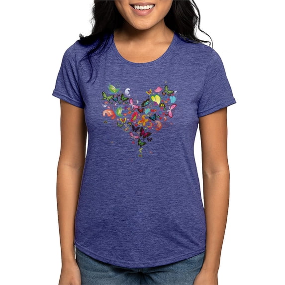 CafePress - Heart Of Butterflies Women's Deluxe T Shirt - Womens Tri-blend T-Shirt