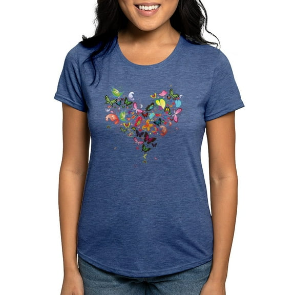 CafePress - Heart Of Butterflies Women's Deluxe T Shirt - Womens Tri-blend T-Shirt