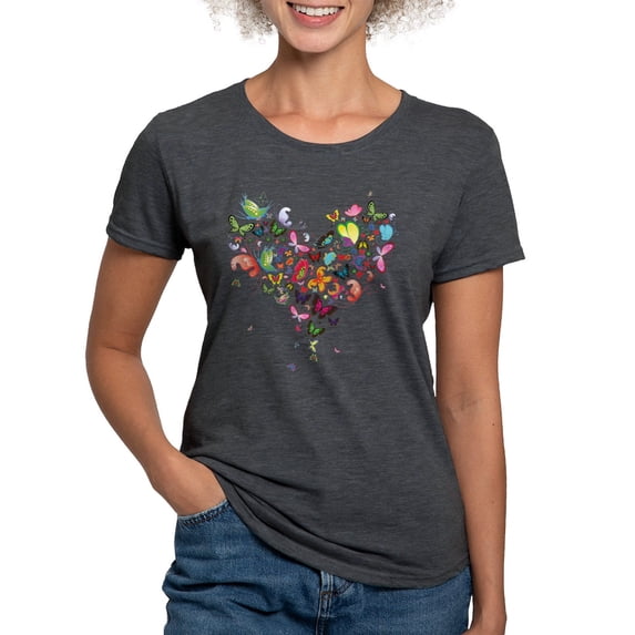 CafePress - Heart Of Butterflies Women's Deluxe T Shirt - Womens Tri-blend T-Shirt