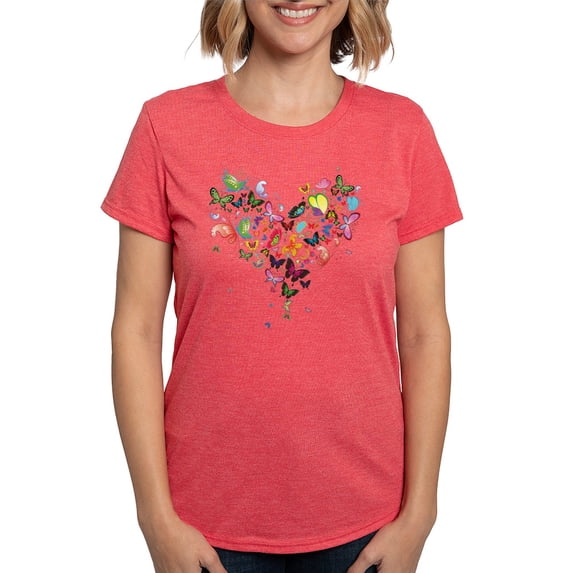 CafePress - Heart Of Butterflies Women's Deluxe T Shirt - Womens Tri-blend T-Shirt