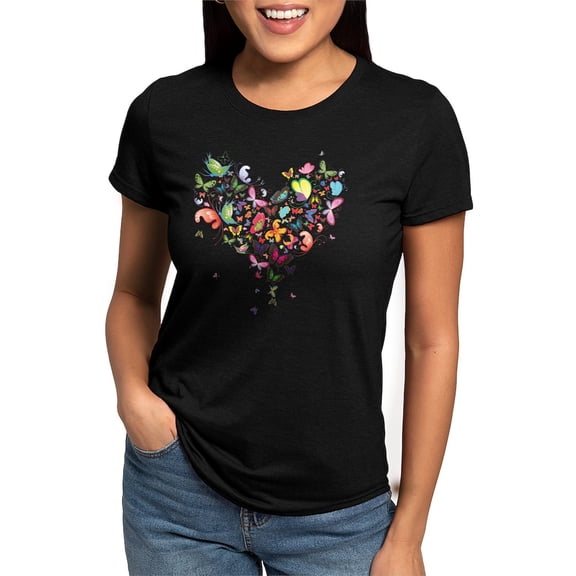 CafePress - Heart Of Butterflies Women's Deluxe T Shirt - Womens Tri-blend T-Shirt