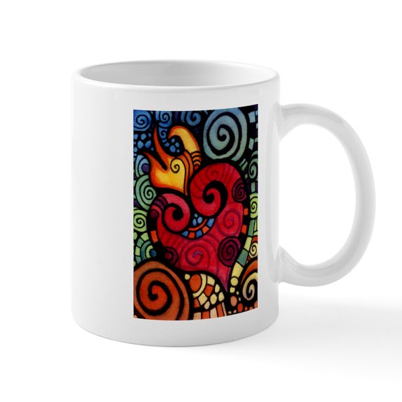 CafePress - Heart On Fire Mugs - 11 oz Ceramic Mug - Novelty Coffee Tea Cup