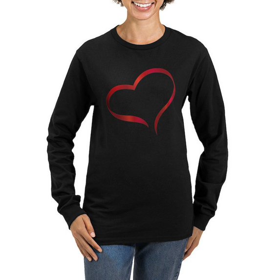 CafePress - Heart Women's Long Sleeve Dark T Shirt - Women's Long Sleeve Graphic Tee Casual Fit