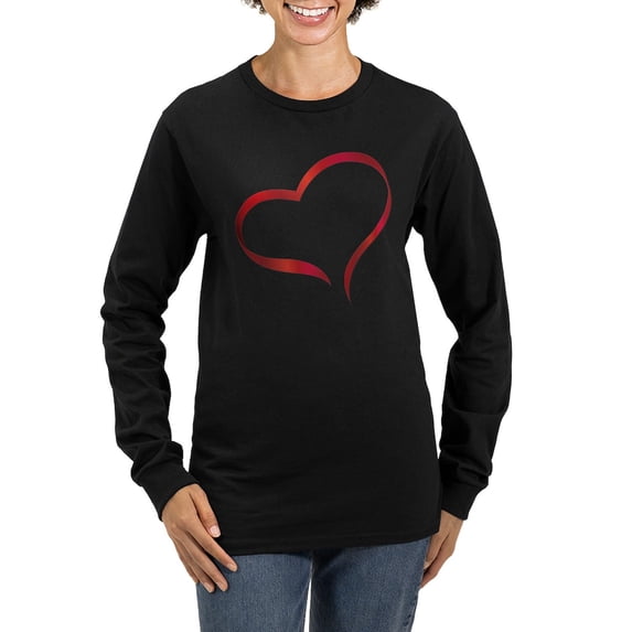 CafePress - Heart Women's Long Sleeve Dark T Shirt - Women's Long Sleeve Graphic Tee Casual Fit