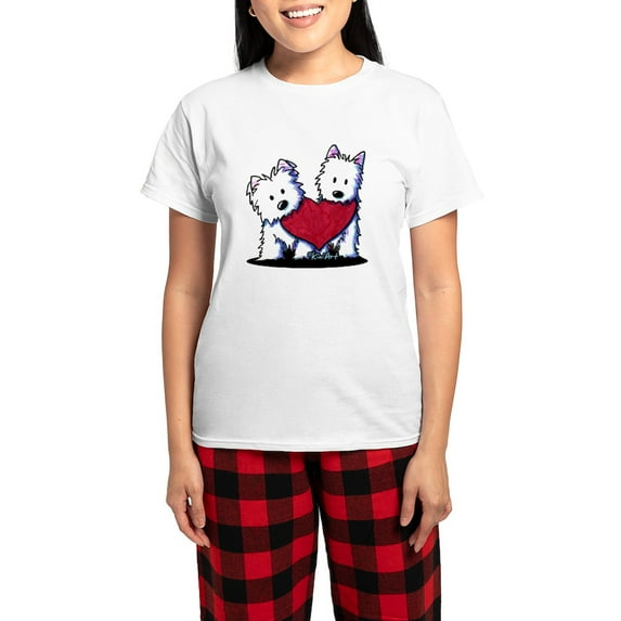 CafePress - Heartfelt Westies Women's Light Pajamas - Women's Short Sleeve Print T-Shirt and Pants Light Cotton Pajama Set