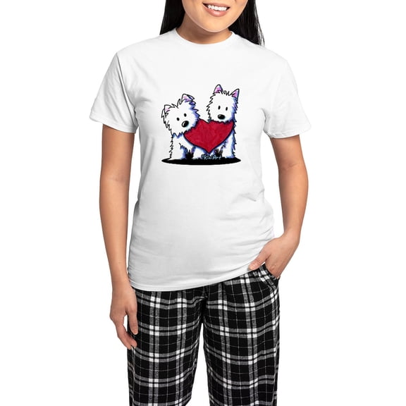 CafePress - Heartfelt Westies Women's Light Pajamas - Women's Short Sleeve Print T-Shirt and Pants Light Cotton Pajama Set