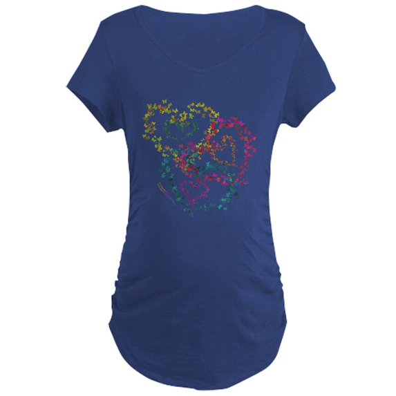 CafePress - Hearts All Aflutter! Maternity Dark T Shirt - Maternity Dark T-Shirt