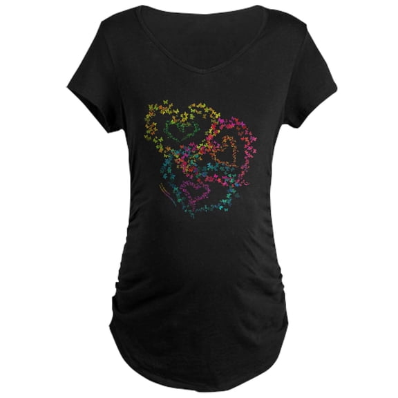 CafePress - Hearts All Aflutter! Maternity Dark T Shirt - Maternity Dark T-Shirt