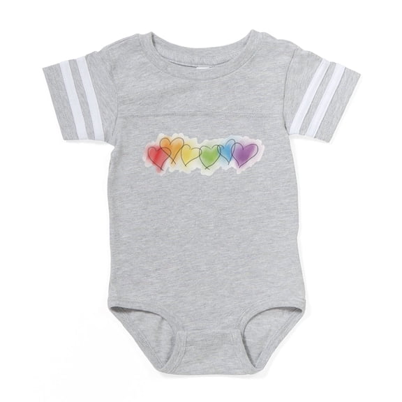 CafePress - Hearts Watercolor Row_Tr - Cute Infant Baby Football Bodysuit