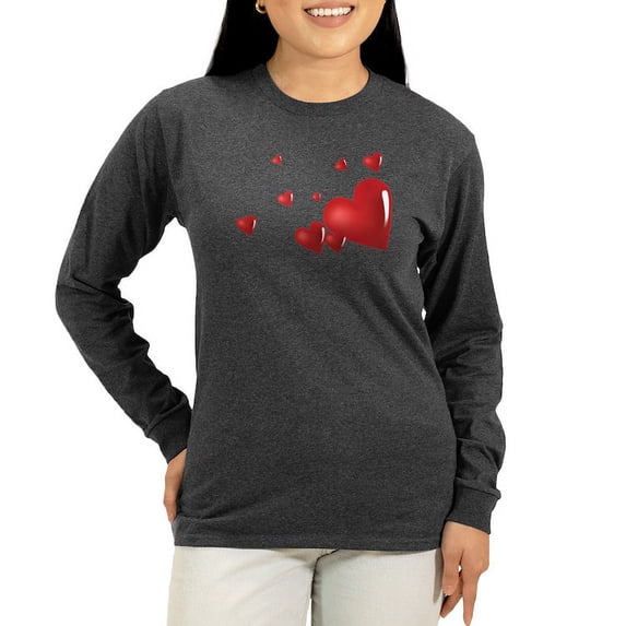 CafePress - Hearts Women's Long Sleeve Dark T Shirt - Women's Long Sleeve Graphic Tee Casual Fit