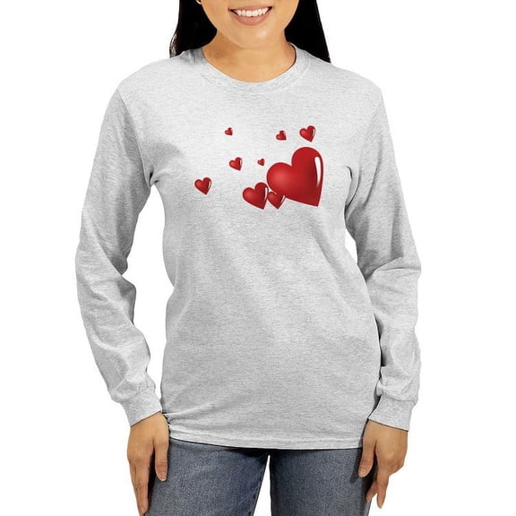 CafePress - Hearts Women's Long Sleeve T Shirt - Women's Long Sleeve Graphic Casual T-Shirt