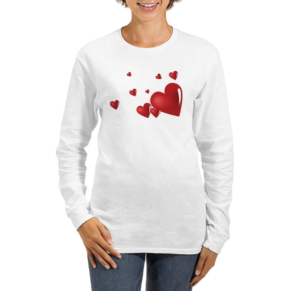 CafePress - Hearts Women's Long Sleeve T Shirt - Women's Long Sleeve Graphic Casual T-Shirt