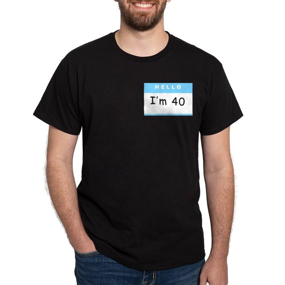 CafePress - Hello, I'm 40 Black T Shirt - Men's Classic Graphic Cotton T-Shirt