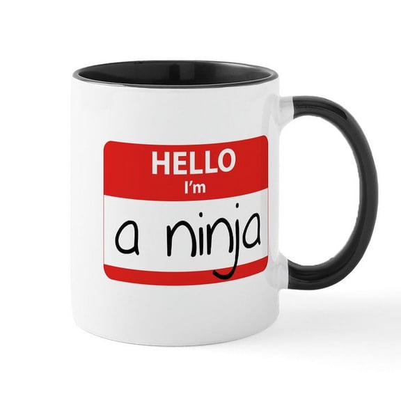 CafePress - Hello I'm A Ninja Mug - 11 oz Ceramic Mug - Novelty Coffee Tea Cup