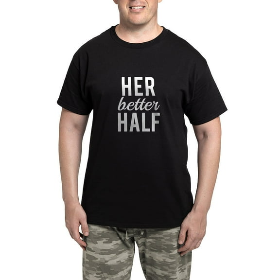 CafePress - Her Better Half White Text Pajamas - Men's Dark Loose Fit Cotton Pajama Set